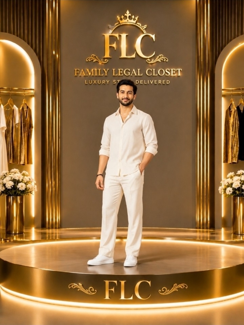 Men's Cream Linen Blend Shirt & Trouser Set